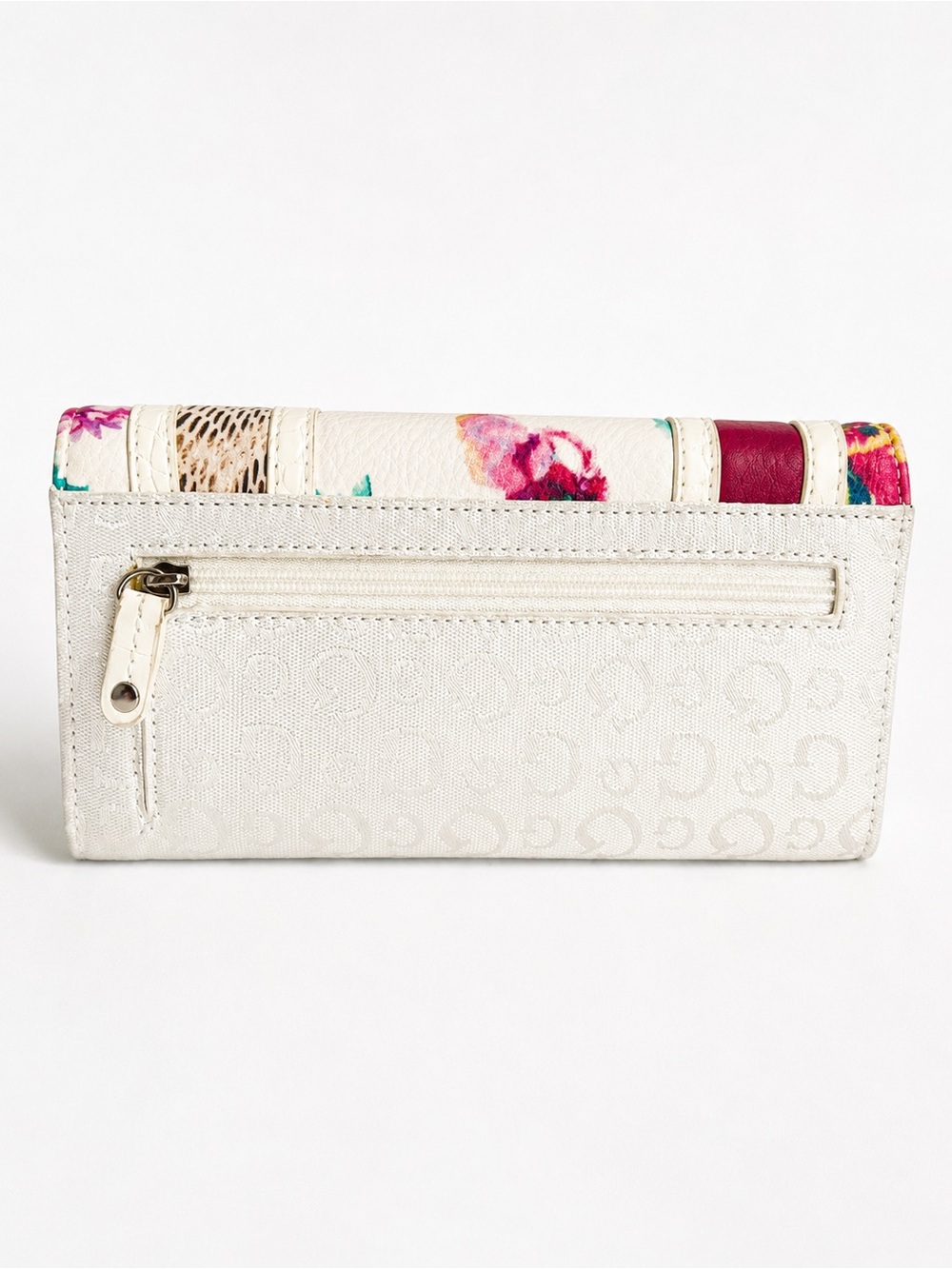 Guess Floral Wallet Clutch Pink White Snakeskin Accent Organizer Wristlet Y2K - Picture 3 of 6